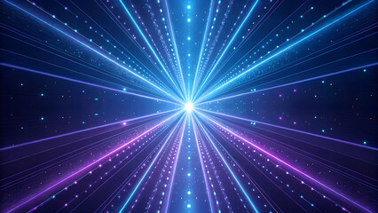 Fototapeta premium Abstract Futuristic Neon Laser Light Tunnel with Glowing Particles technology background new latest web ai background futuristic hud cyber security neural network data tech download ai background