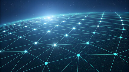 Global Network Connection with Glowing Nodes and Lines on Dark Sky technology data background new latest web ai background futuristic hud cyber security neural network data tech download ai background