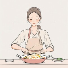 Joyful Woman Cooking a Meal
