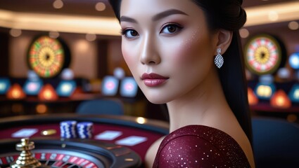 Casino Glamour: Portrait of an Elegant Woman