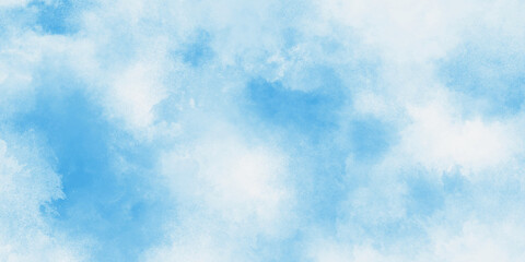 Abstract Blue watercolor sky with clouds. brush strokes on white paper background. watercolor splash template. sky nature landscape background. blue watercolor splash stroke of cloudy sky.	