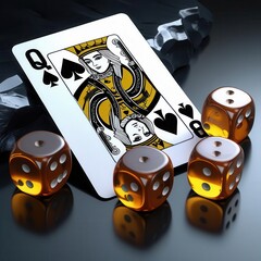 The Queen's Gamble: A Still Life with Cards and Dice
