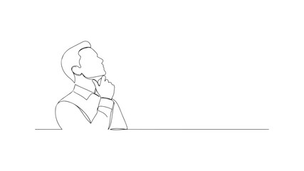 Man thinking outline sketch, contemplation, pondering, idea
