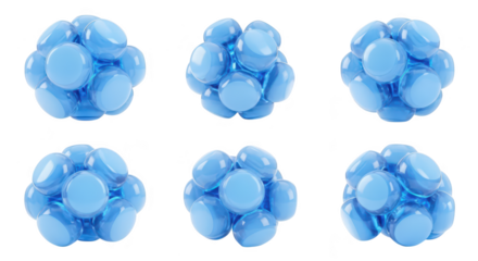 3D blue sphere clusters arranged on a white studio background highlighting abstract shapes suitable for scientific or digital design projects