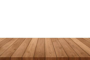 Wooden table top on transparent background, realistic empty wood surface for product presentation, mockup design, and display template for food, drinks, Perfect for showcasing products in commercial