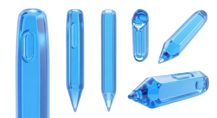 Transparent stylus collection on a white background showing multiple angles of the tool designed for digital art and touch screen devices