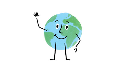 Hand-Drawn World Western Map Character Waving - video also available