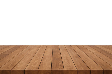 Wooden table top on transparent background, realistic empty wood surface for product presentation, mockup design, and display template for food, drinks, Perfect for showcasing products in commercial