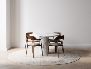 Modern dining room with a round table and chairs