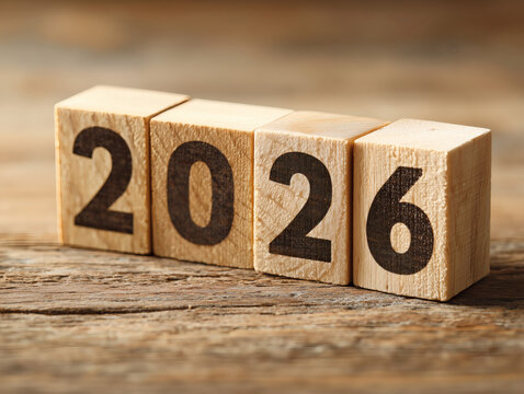 The number 2026 in wood