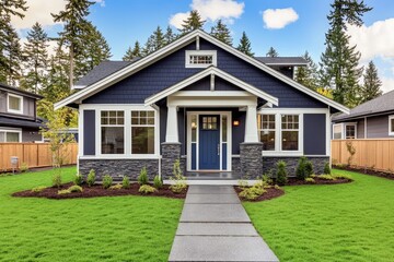 Charming craftsman-style home with a modern curb appeal.