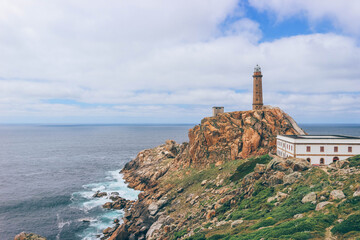 lighthouse on the cold coast of galicia spain