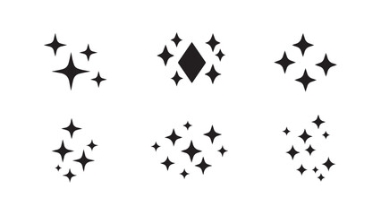 Sparkle icons set, shining stars, glitter elements