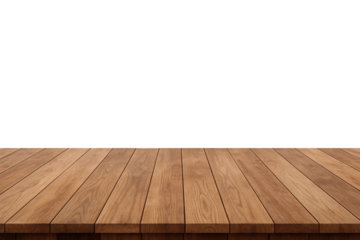 Wooden table top on transparent background, realistic empty wood surface for product presentation, mockup design, and display template for food, drinks, Perfect for showcasing products in commercial
