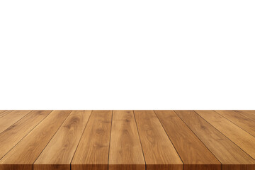 Wooden plank floor with empty space on top, natural light brown wooden texture background, ideal for product display, presentations, mockup design, or advertising template with copy space