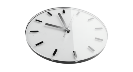 Modern Minimalist Clock Design Time Management Concept White Dial Silver Hands Isolated on