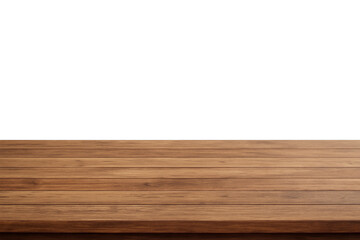 Wooden table top on transparent background, realistic empty wood surface for product presentation, mockup design, and display template for food, drinks, Perfect for showcasing products in commercial