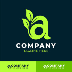 Leaf styled letter A logo design for eco friendly brand identity  
