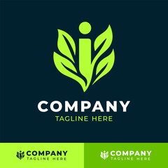 Leaf layered letter I logo design for natural and eco friendly branding  
