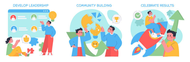 Leadership and Community Building Vector Illustration