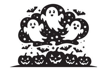 cute ghost illustration vector