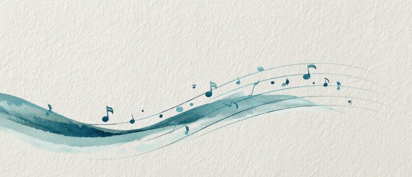 Abstract watercolor music notes