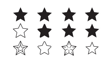 Stars collection: filled and outline shapes for design