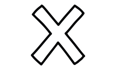 Fototapeta premium Black hand-drawn x on white background. Vector retro hand drawn illustration