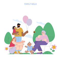 Family Walk in the Park with Balloons and Smiles