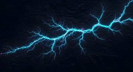 Electric Discharge on Dark Surface Glowing Lightning Bolt Energy Concept Background
