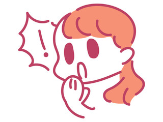 Obraz premium 驚いた顔で口に指を当てる女の子のイラスト