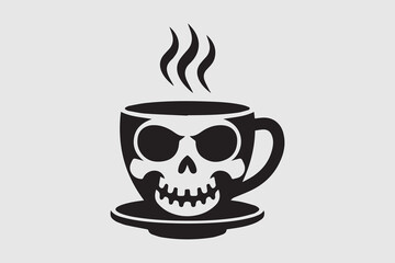 skull coffee illustration vector