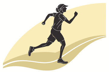 Silhouette of a Woman Running on a Track.