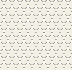 Black lines forming octagonal shapes on a light beige background. Suitable for use in graphic design projects, wallpapers, textiles, or as a backdrop in various applications.