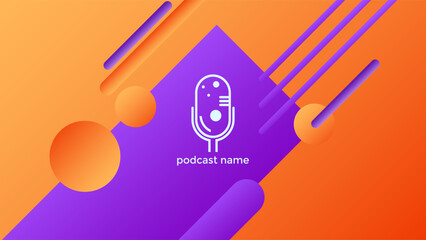PODCAST BACKGROUND WITH DIAGONAL GEOMETRIC SHAPES ORANGE PURPLE GRADIENT COLOR SIMPLE TEMPLATE DESIGN VECTOR. GOOD FOR COVER DESIGN, BANNER, WEB,SOCIAL MEDIA