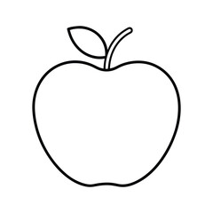 Apple outline vector featuring a leaf detail. Suitable for health, nutrition, and education themes.

