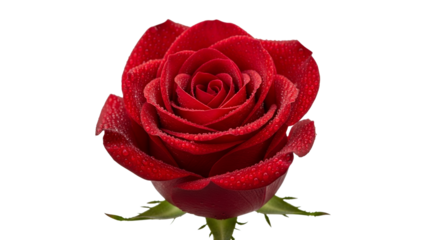 Red Rose with Dew Drops CloseUp Flower Photography