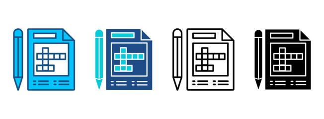 Crossword Icon Set With Multiple Styles. Vector Illustration