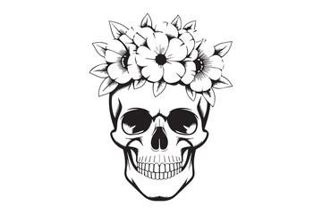 floral skull illustration vector