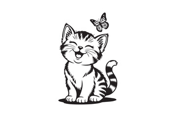 cute kitten illustration vector
