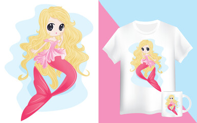 blonde hair mermaid in the sea
