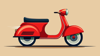 Obraz premium Classic red scooter in motion on a neutral background