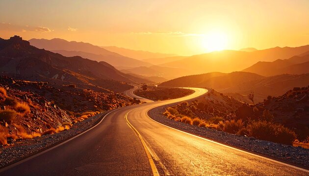 beautiful windy road going off into the endless distance  - Powered by Adobe
