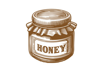 Honey jar hand drawn vector illustration