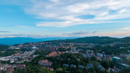 Aerial photography of summer houses in Xiannv Mountain town, Wulong District, Chongqing, China