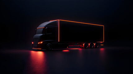 Dark Futuristic Truck With Neon Lights