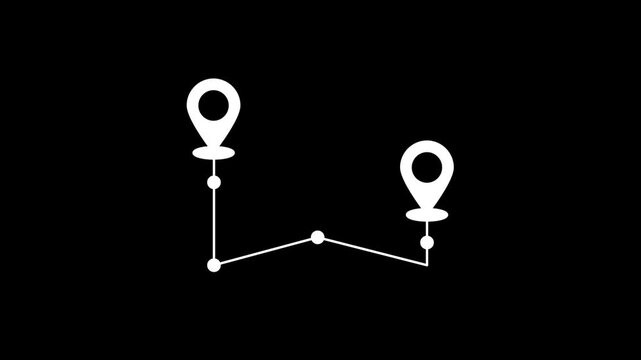 4K Animated Map Pointer White Location Icon Isolated &ndash; GPS Navigation Symbol Clip.