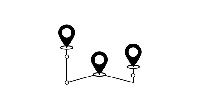 4K Animated Map Pointer Black Location Icon Isolated &ndash; GPS Navigation Symbol Clip.