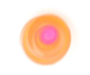 Abstract circular shape with glowing orange-pink gradient and subtle noise texture. Radiating neon aura on transparent background.