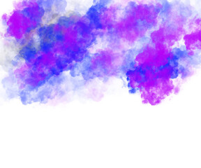 Abstract paint cloud in violet and pink tones with grainy noisy texture. Soft smoky splash overlay on transparent background.
